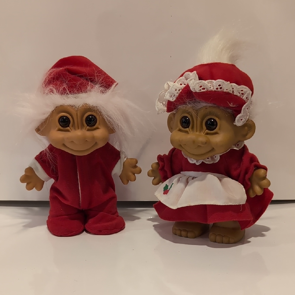 Vintage Russ Christmas Troll Doll Set